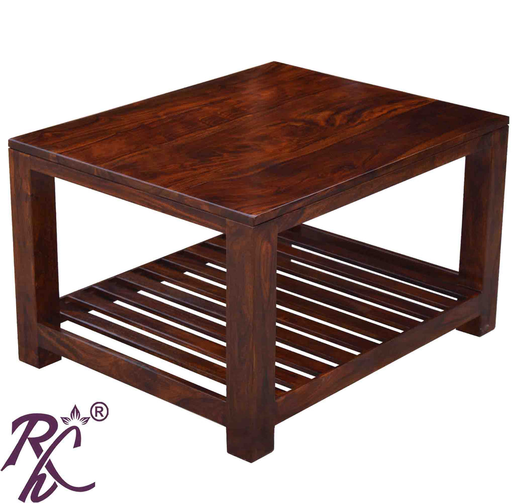 Solid Wood Voted Rectangular Shape Center Table With Shelf