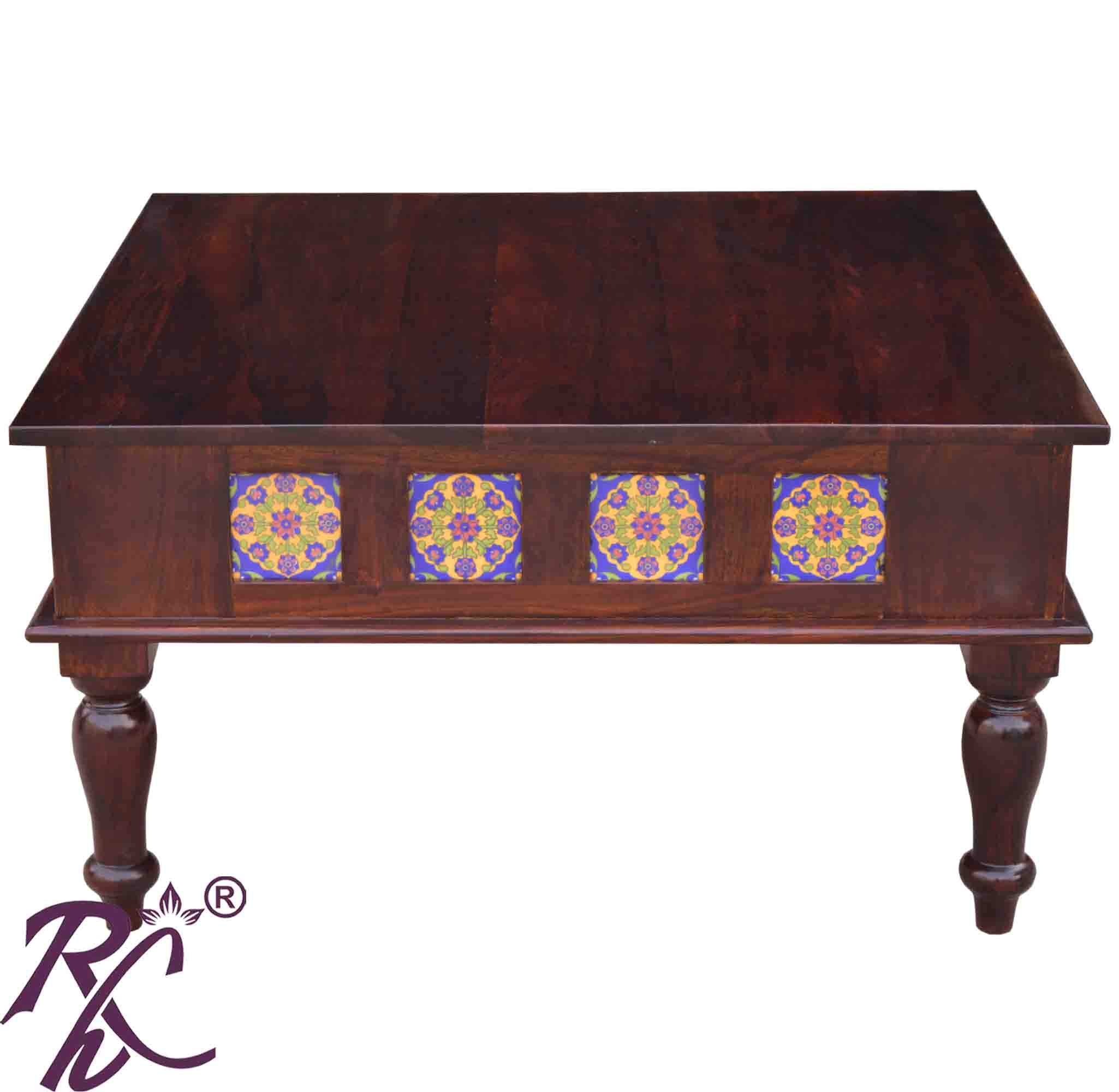 Solid Wood Tiles Design Coffee Table