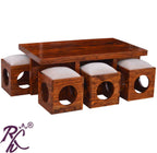 Trendy Center Table Rectangle 6 Pcs Set Wooden Top
