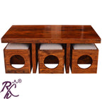 Trendy Center Table Rectangle 6 Pcs Set Wooden Top