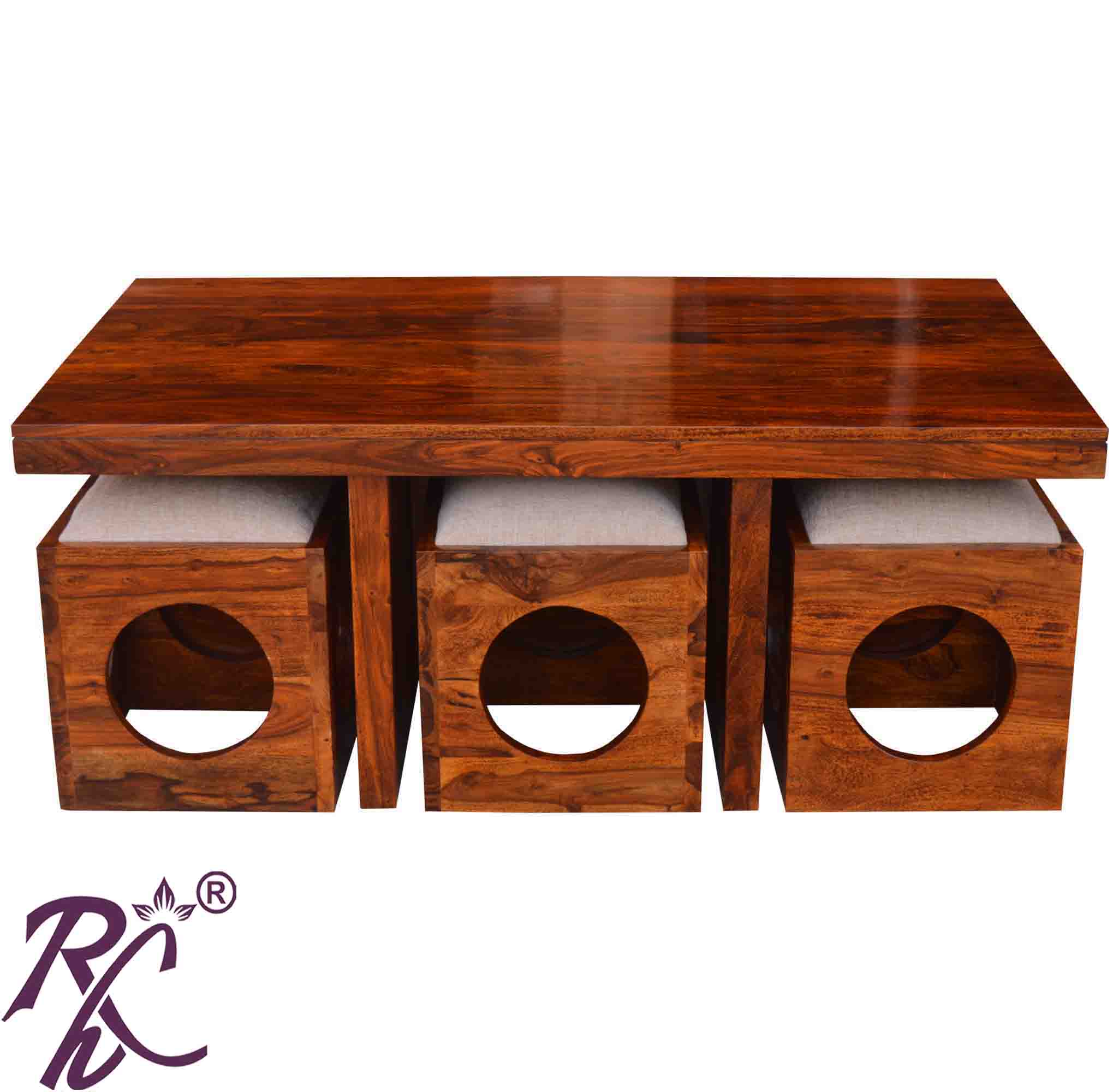 Trendy Center Table Rectangle 6 Pcs Set Wooden Top