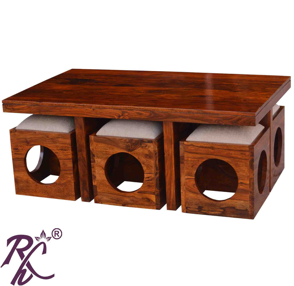 Trendy Center Table Rectangle 6 Pcs Set Wooden Top