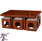 Trendy Center Table Rectangle 6 Pcs Set Wooden Top