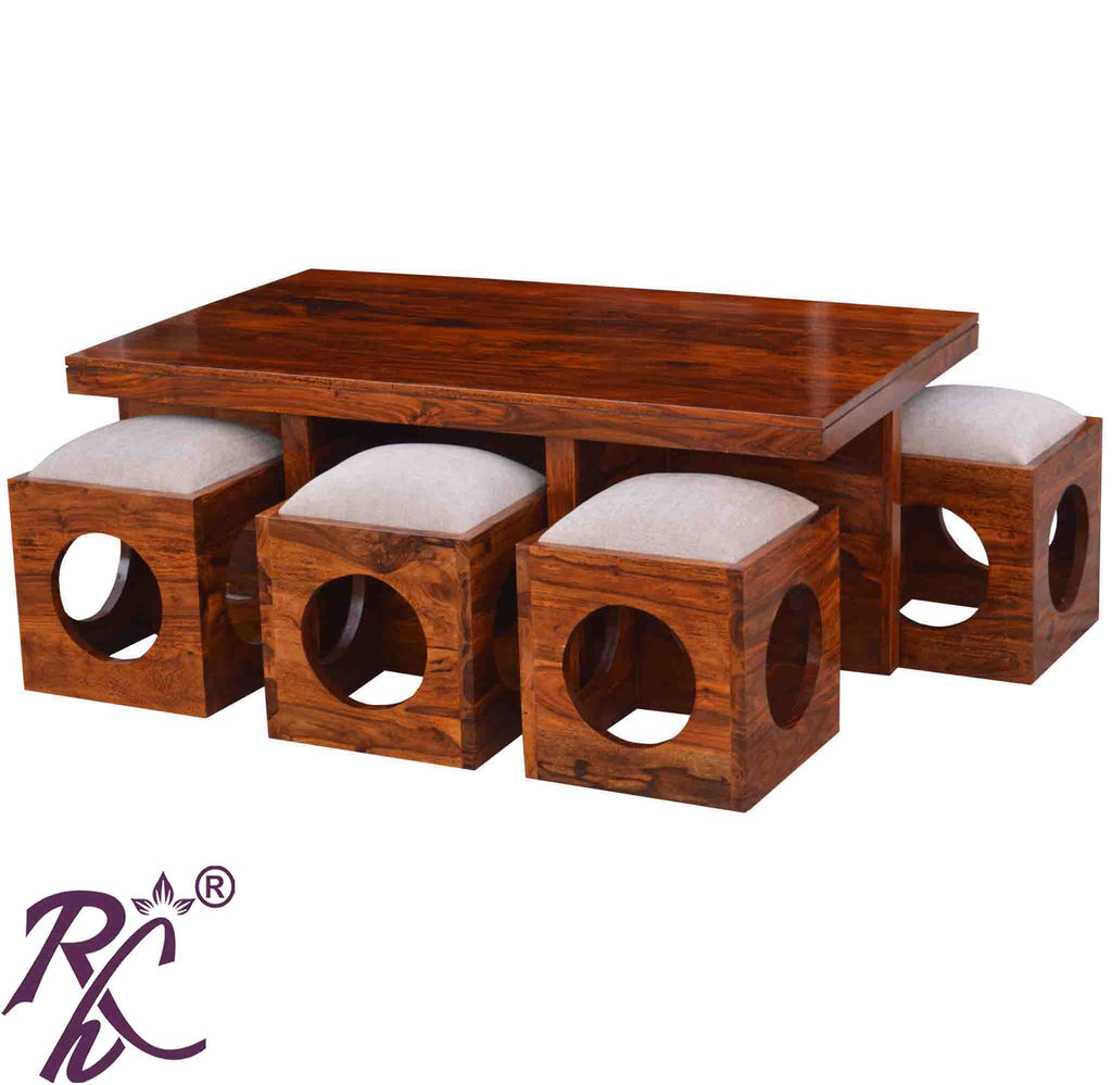 Trendy Center Table Rectangle 6 Pcs Set Wooden Top
