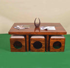 Trendy Center Table Rectangle 6 Pcs Set Wooden Top