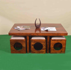Trendy Center Table Rectangle 6 Pcs Set Wooden Top