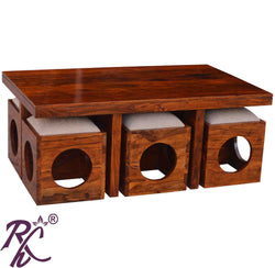 Trendy Center Table Rectangle 6 Pcs Set Wooden Top