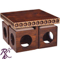 Trendy L+T Design Center Table Sq. 4 Pcs Stool Set Wooden Top