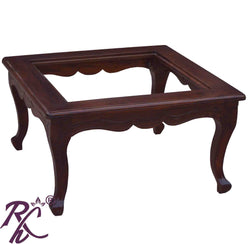 Solid Wood Square Shape Centre Table Glass Top