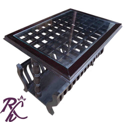 Solid Wood Wooden Check Design Top Centre Table Large