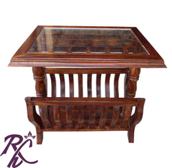 Solid Wood Wooden Check Design Top Centre Table Small
