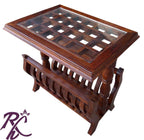 Solid Wood Wooden Check Design Top Centre Table Small