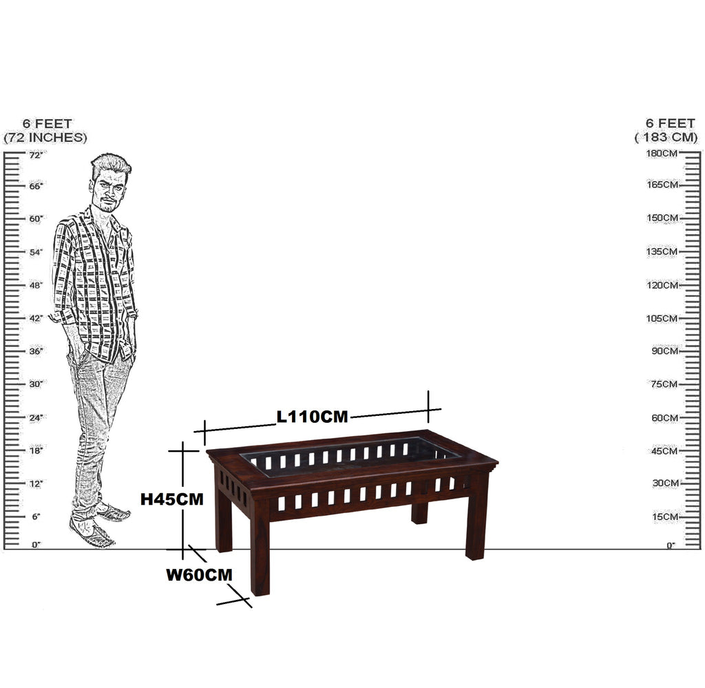 Solid Wood Kubera Center Table Without Shelf