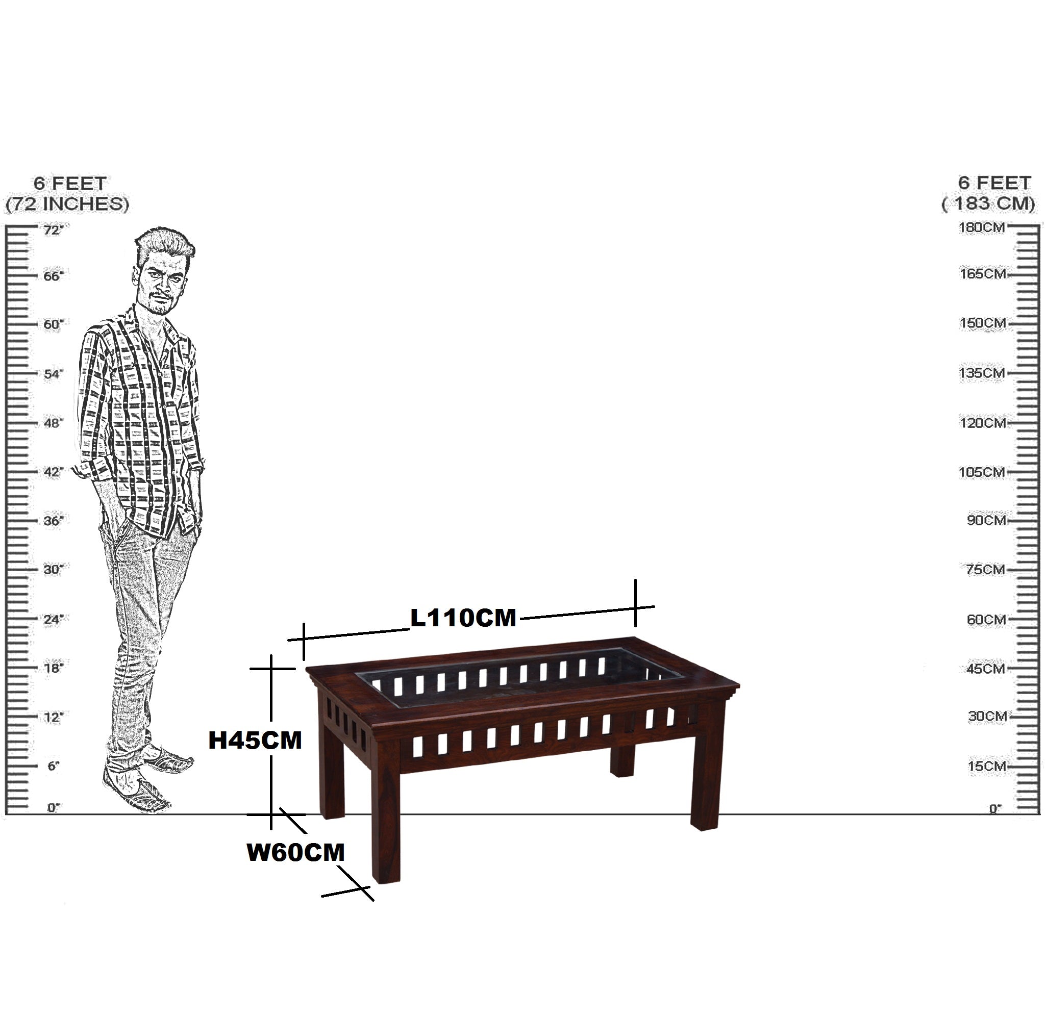 Solid Wood Kubera Center Table Without Shelf
