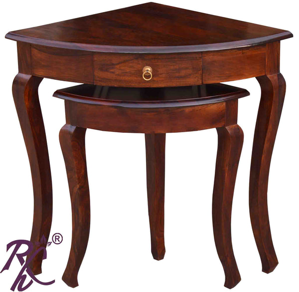 Solid Wood Corner Table Set (2 Pieces.) - RAJ HANDICRAFT