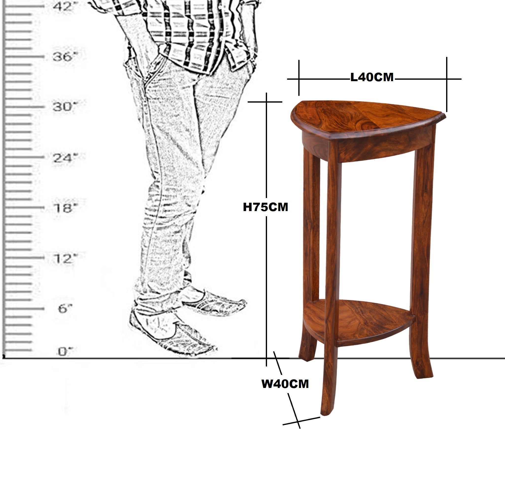 Solid Wood Corner Pedestal Table RAJ HANDICRAFT