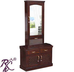 Solid Wooden Jiksa Jali Dressing Cum Shelf With Stool  JJ