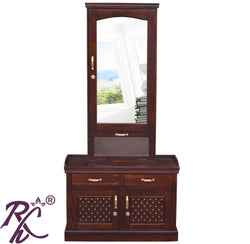 Solid Wooden Jiksa Jali Dressing Cum Shelf With Stool  JJ