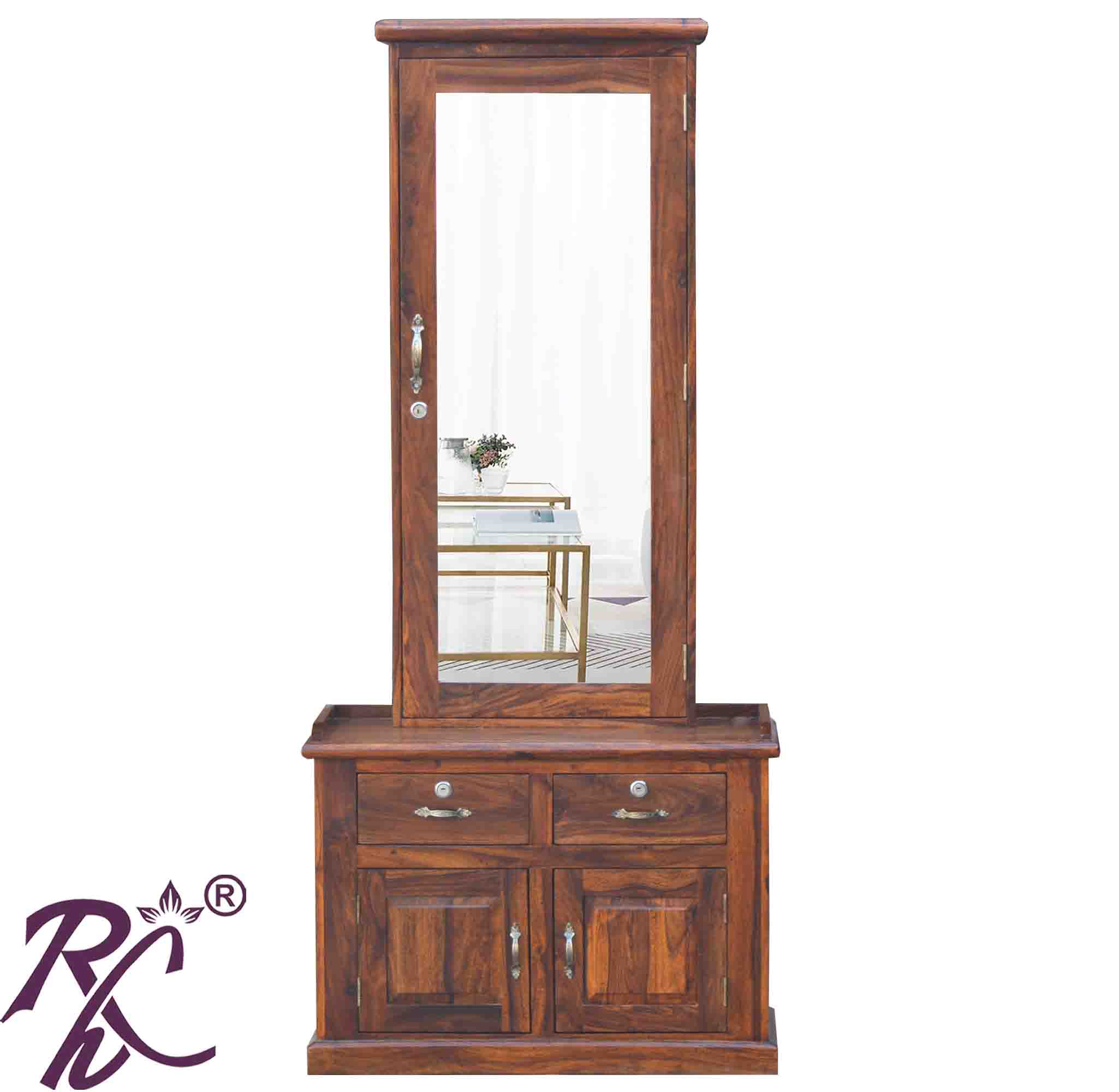 Solid Wooden Dresser Almirah With Stool