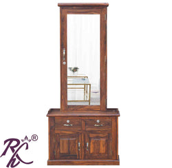 Solid Wooden Dresser Almirah With Stool