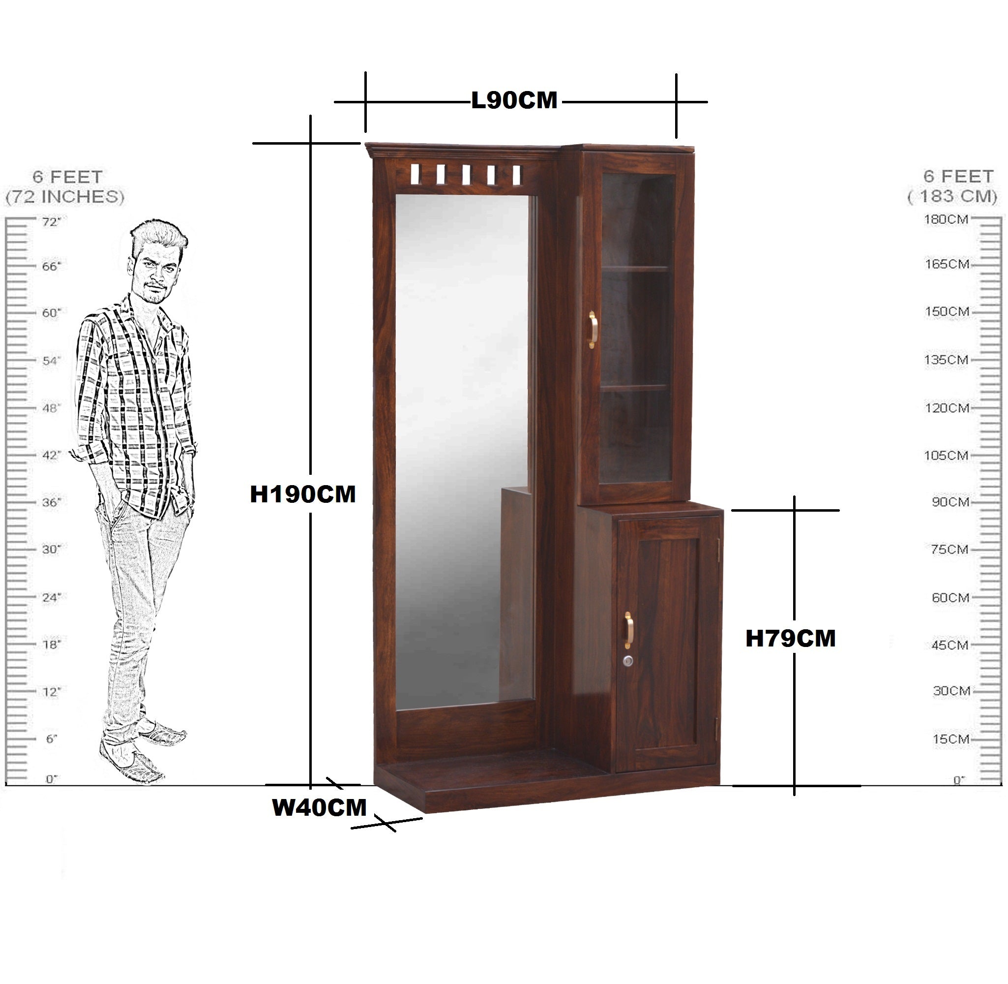 Solid  Wooden Kubera Design Dresser With Stool