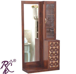 Solid Wooden Brass L+T  Design Dresser With Stool