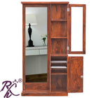 Solid Wooden  Diamond Door Design Dresser With Stool