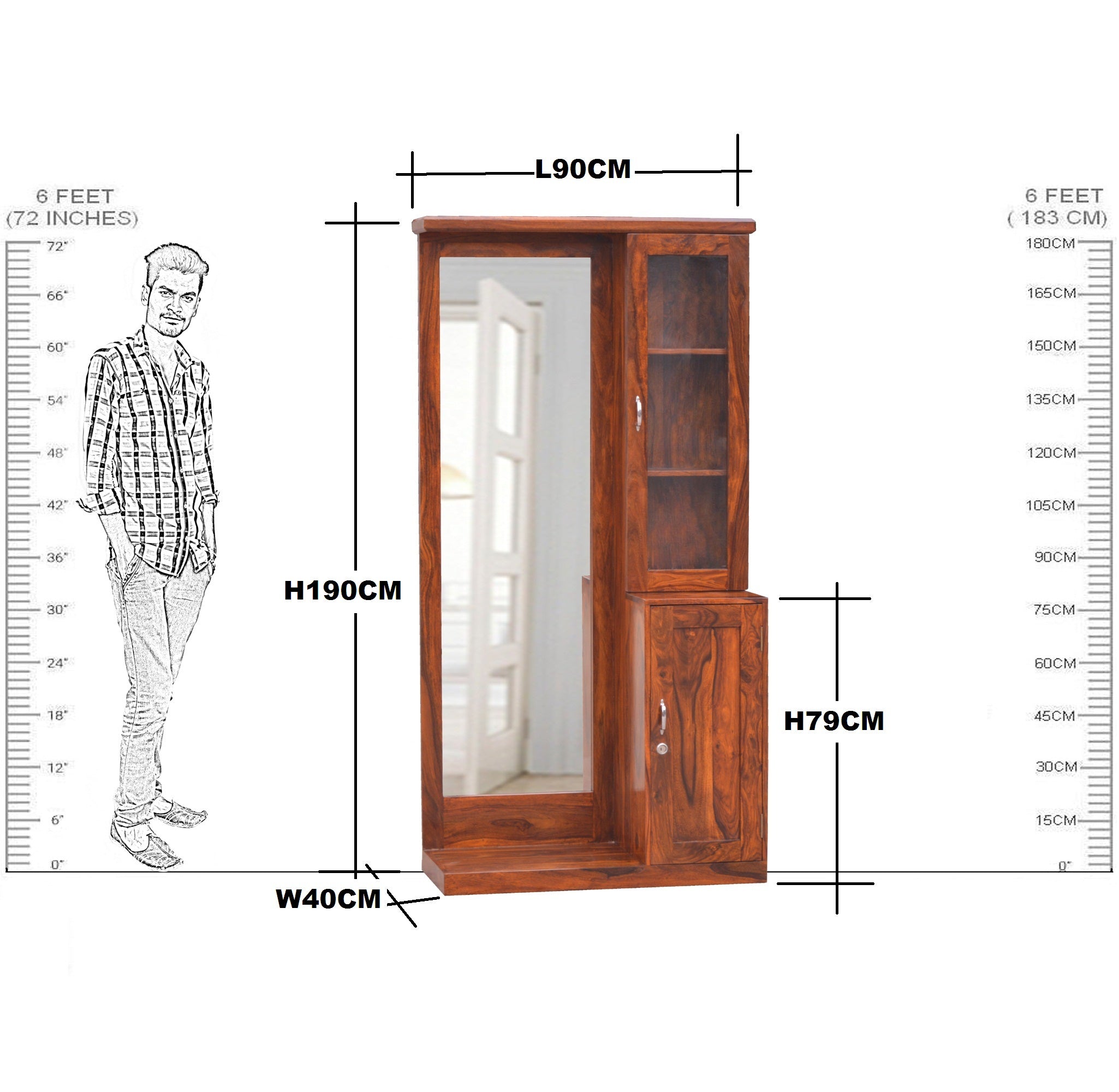 Solid Wooden Dresser With Stool