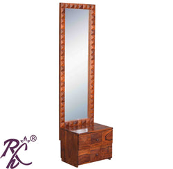 Solid Wooden Diamond Design  2 Drawer Dresser With Stool