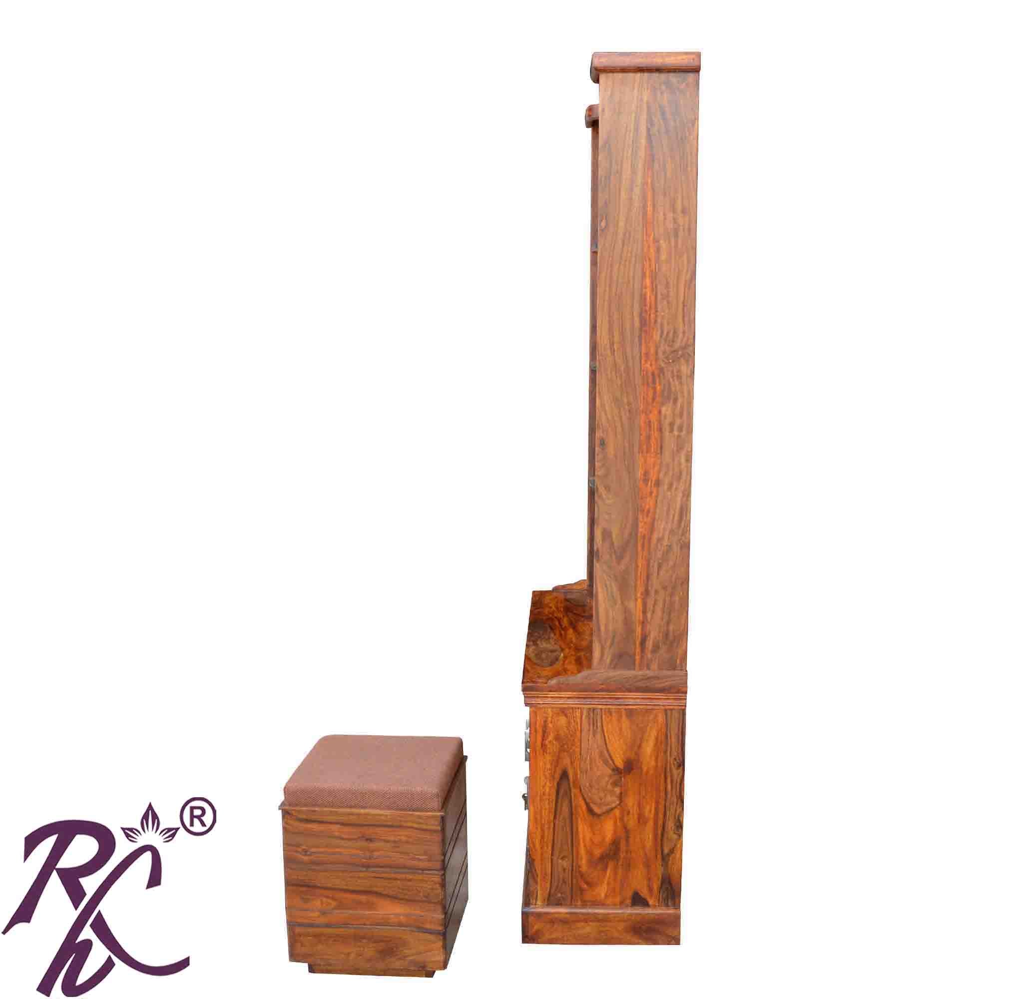 Solid Wood Pitel Bakhra Design Dressing Table With Stool