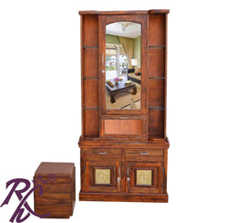 Solid Wood Pitel Bakhra Design Dressing Table With Stool