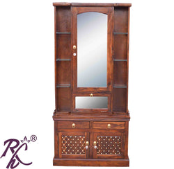 Solid Wood Brass Jiksa Jali Design Dressing Table With Stool