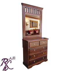 Solid Wood 5 Drawer Dresser With Stool