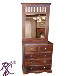 Solid Wood 5 Drawer Dresser With Stool