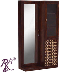 Solid Wood Dressing Brass Bakhra Design Almirah With Stool