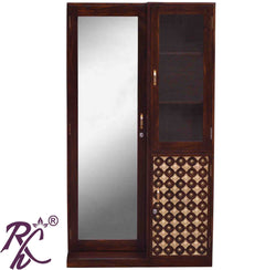 Solid Wood Dressing Brass Bakhra Design Almirah With Stool