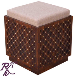 Solid Wood Jiksa Jali Design Dressing Stool