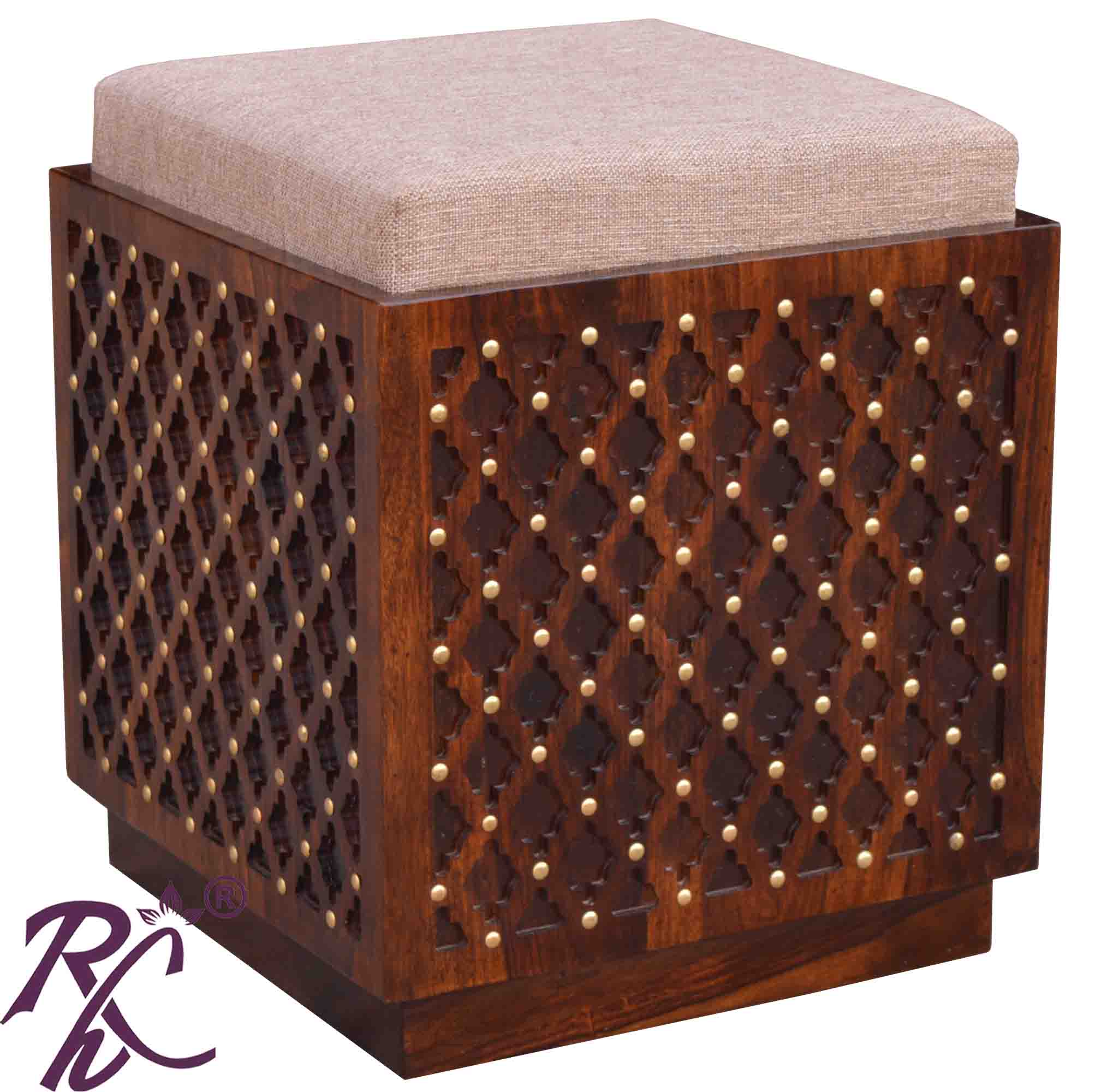 Solid Wood Jiksa Jali Design Dressing Stool