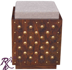 Solid Wooden Wood Bakhra Design Dressing Stool