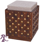 Solid Wooden Wood Bakhra Design Dressing Stool