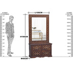 Solid Wood Brass Work 4 Drawer Dresser