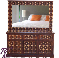 Solid Wooden Brass L+T Design Dresser 3 Drawers & 3 Doors