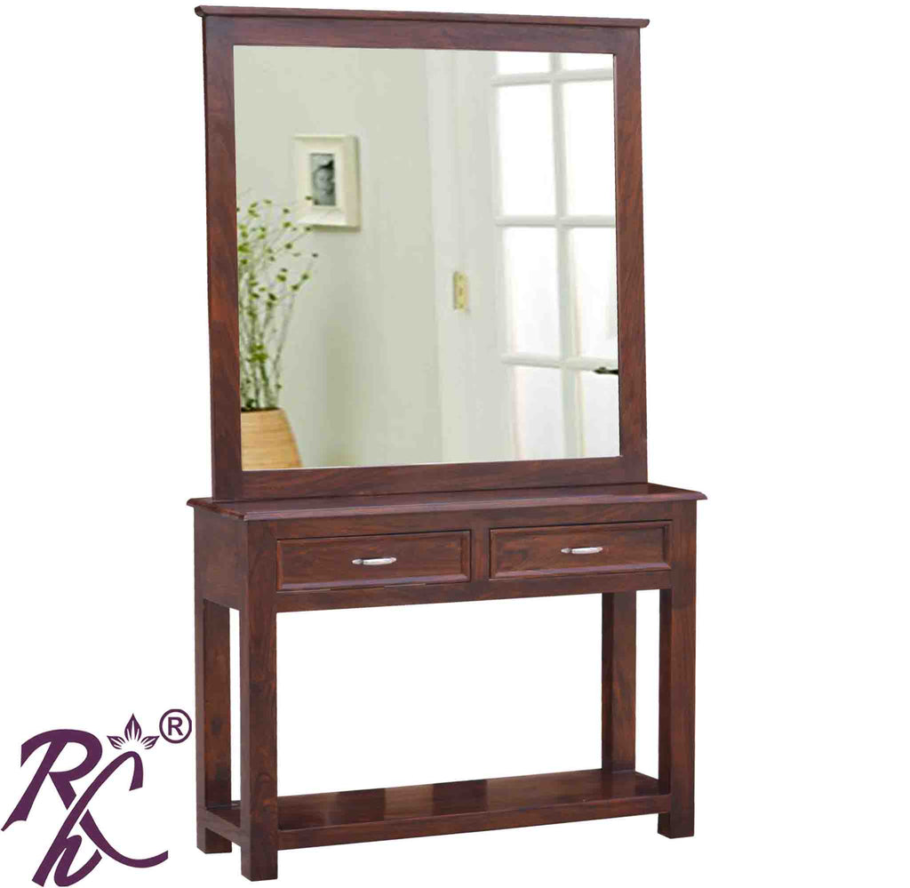 Solid Wood 2 Drawer Mirror Dresser