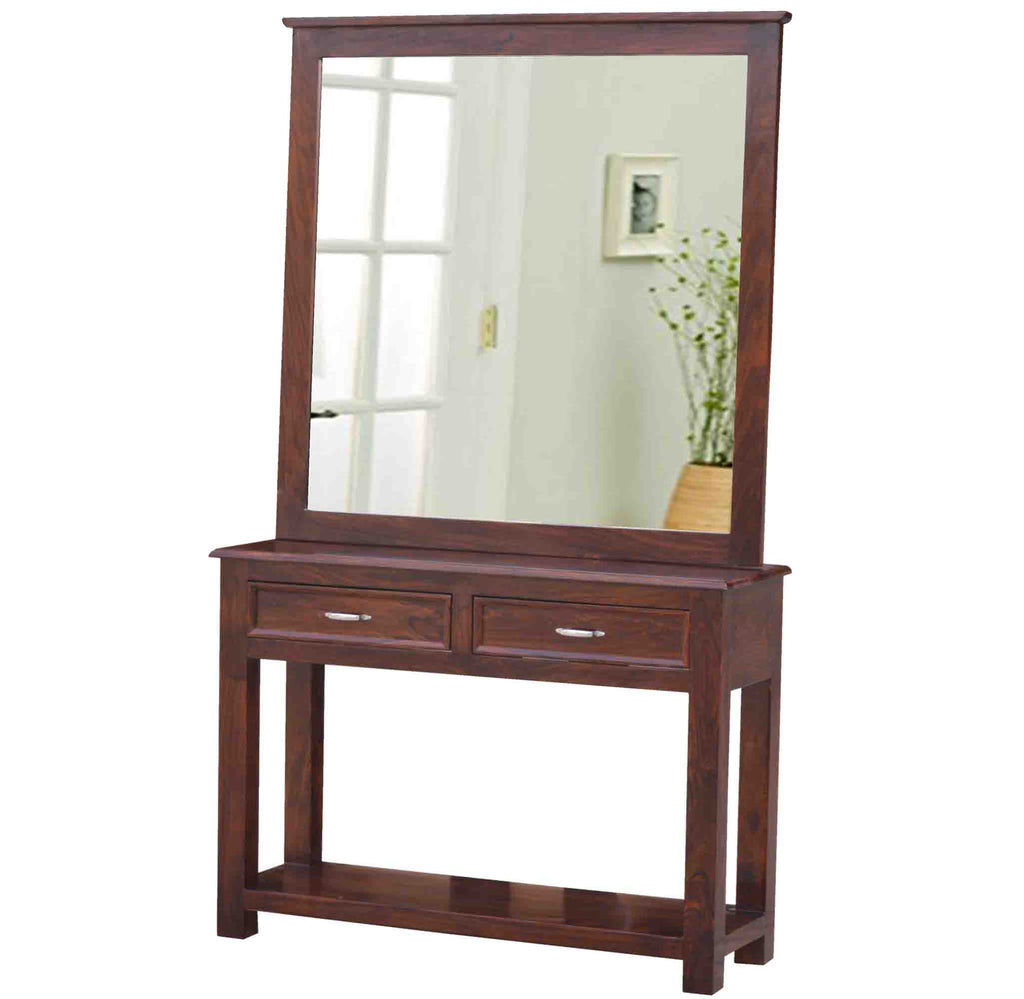 Solid Wood 2 Drawer Mirror Dresser