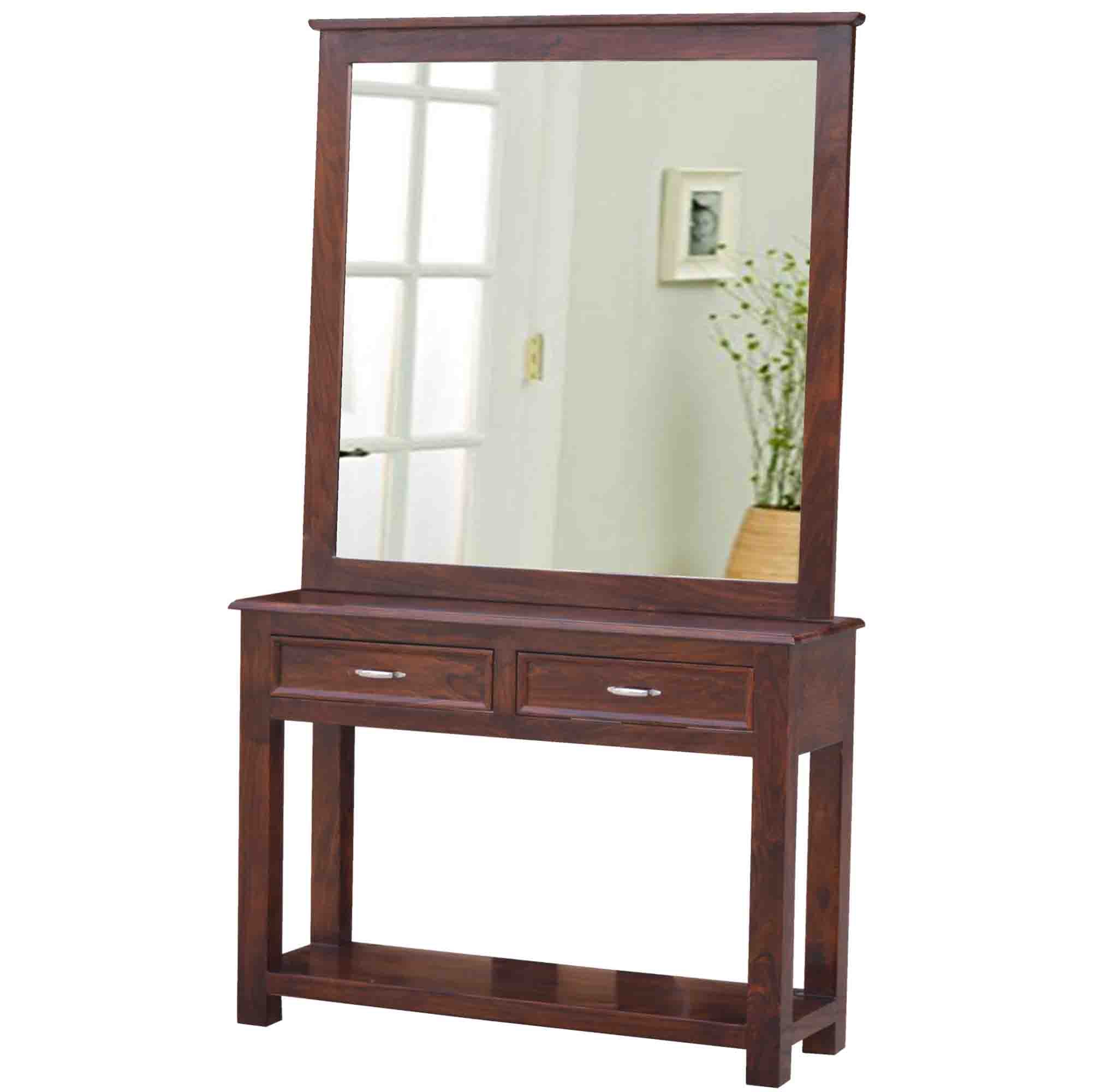 Solid Wood 2 Drawer Mirror Dresser