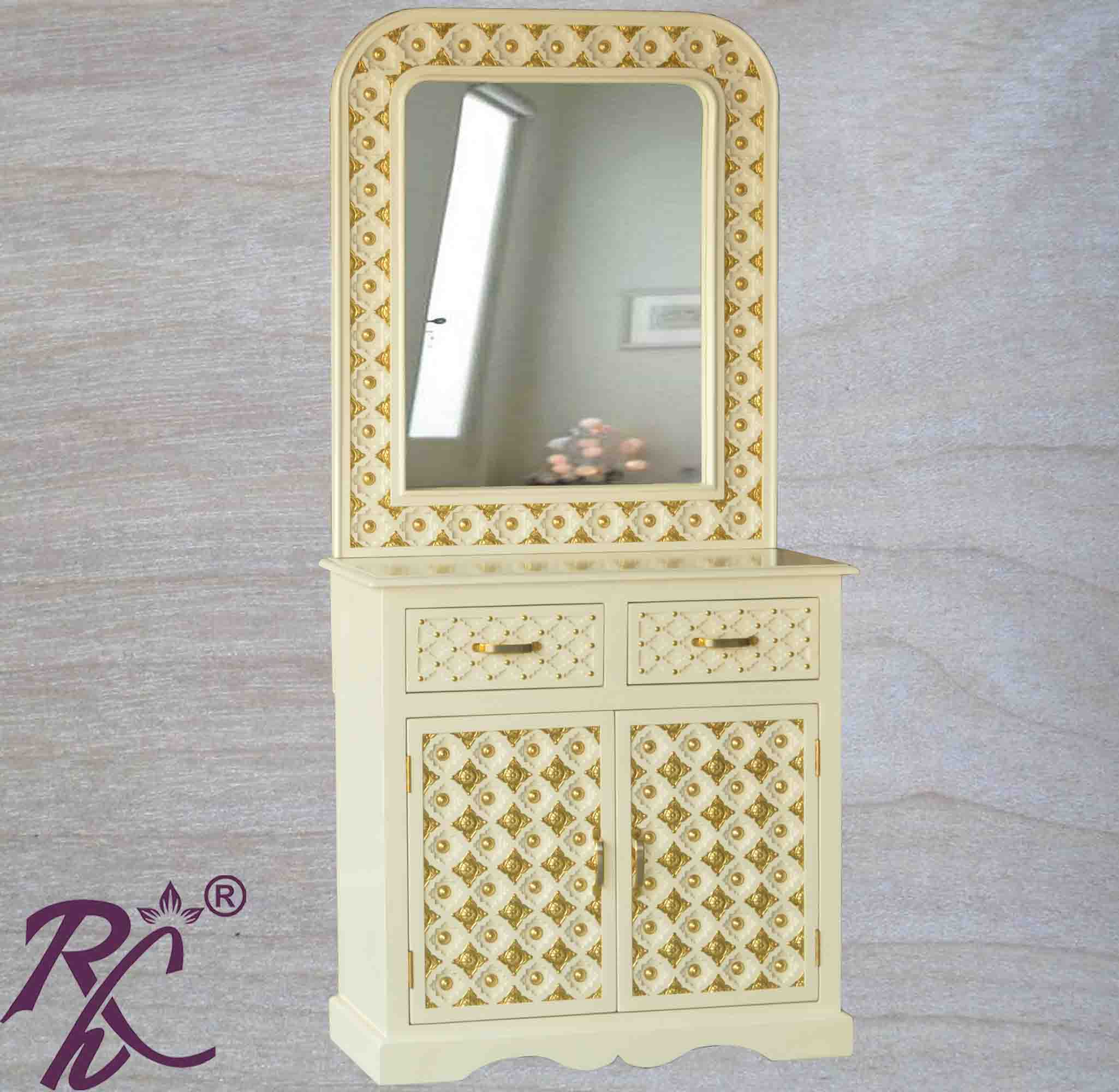 Solid Wood Brass Work Dressing Table Finish Duco Paint