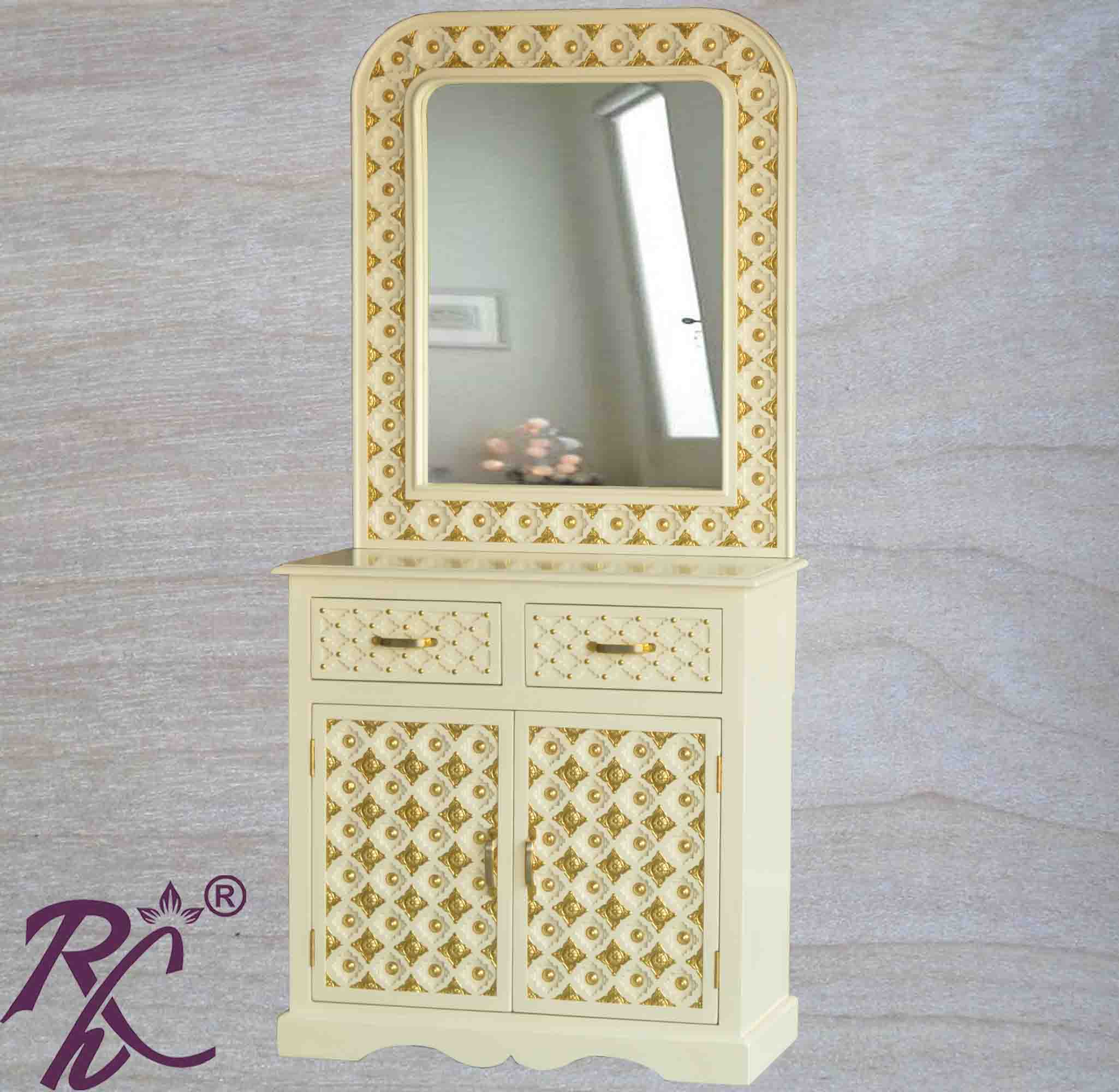 Solid Wood Brass Work Dressing Table Finish Duco Paint