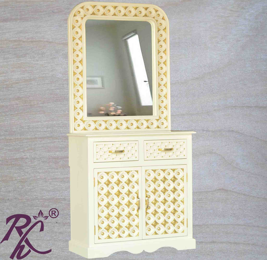 Solid Wood Brass Work Dressing Table Finish Duco Paint