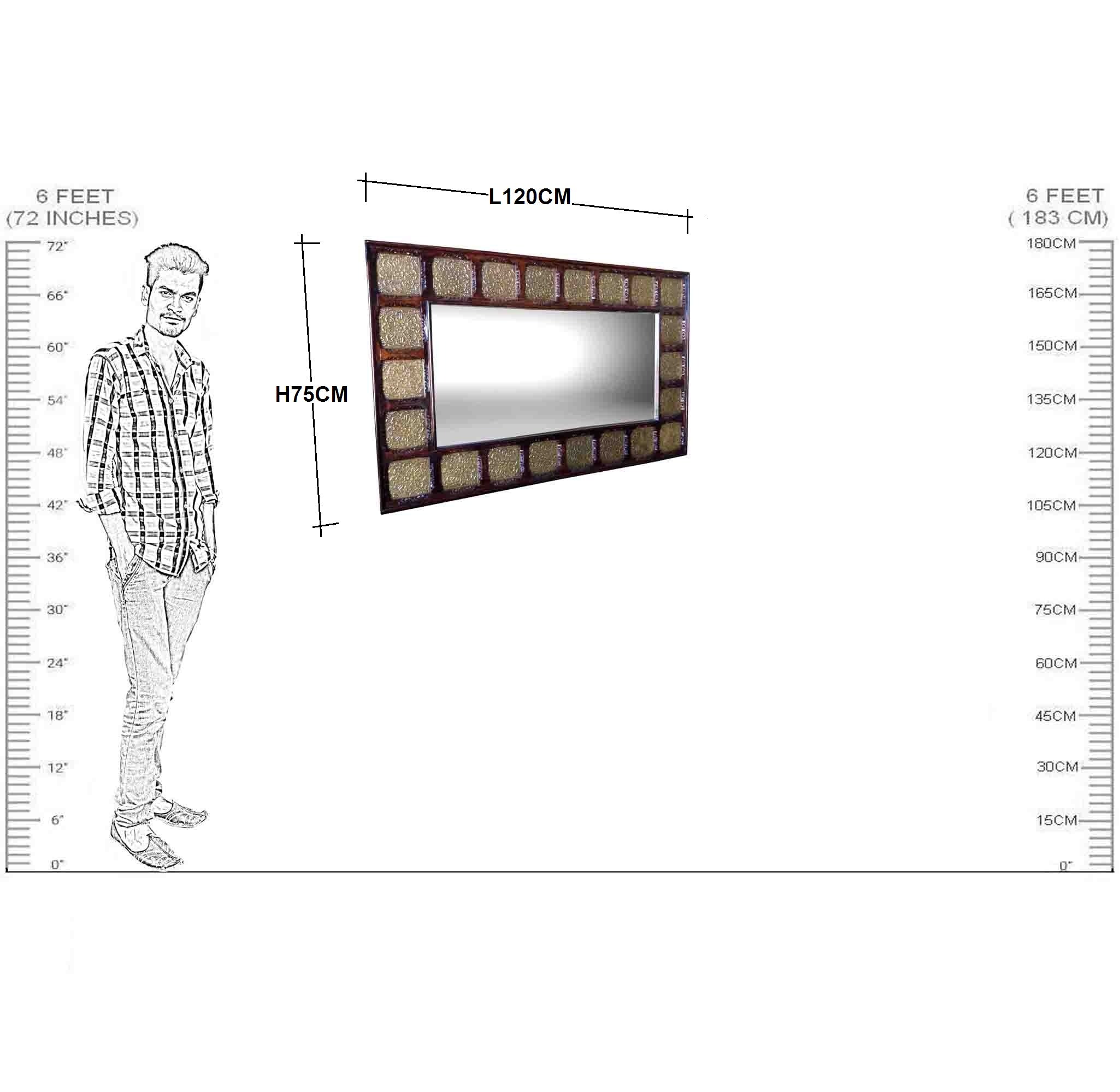 Solid Wooden Brass Work Mirror Frame
