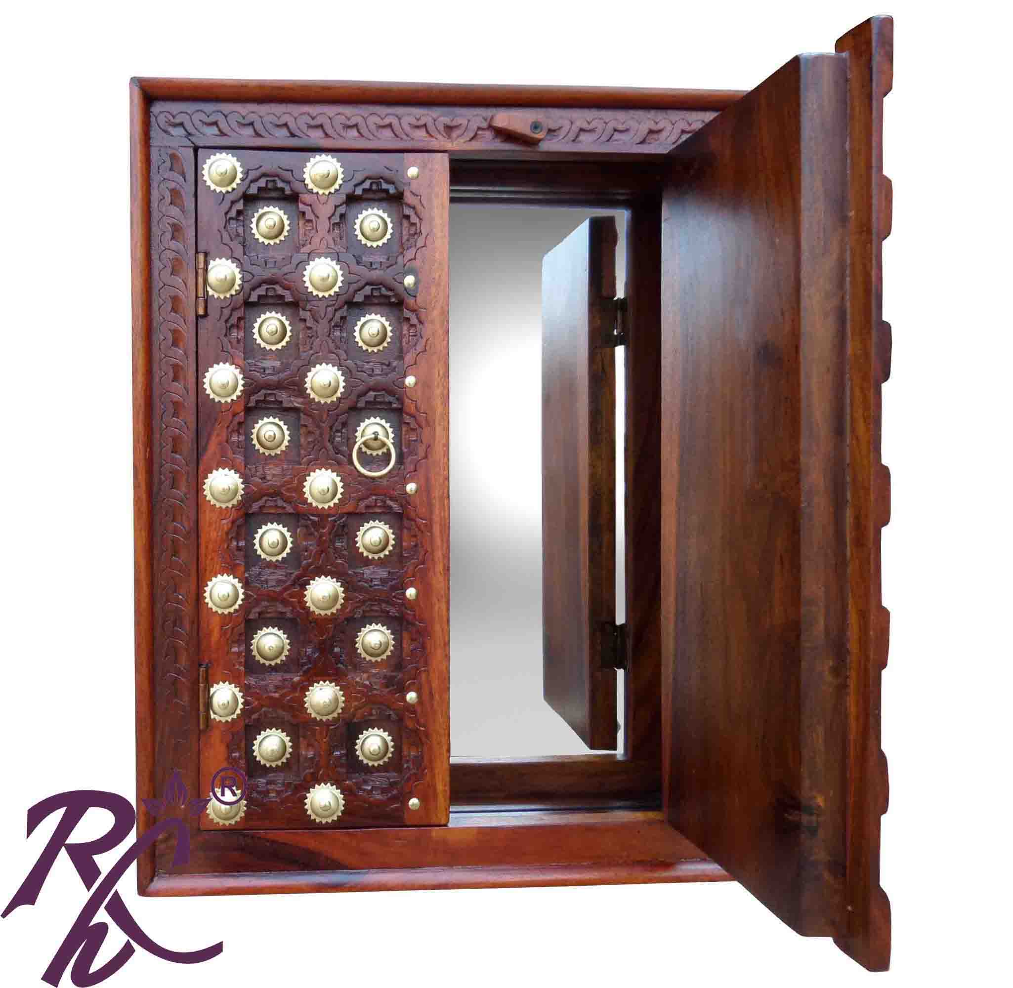 Solid Wooden Wood Bakhra Design Mirror Frame
